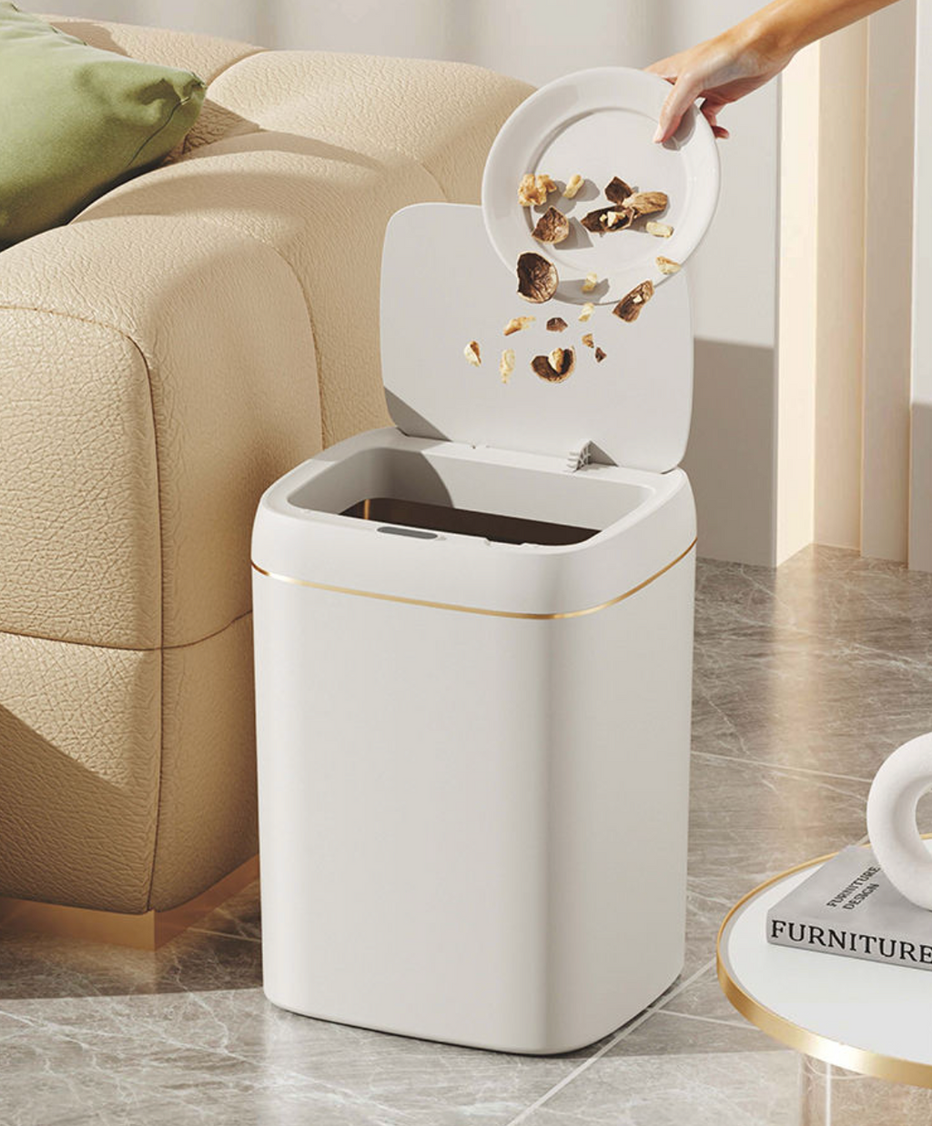 11L–13L White & Gold Kitchen Storage Container