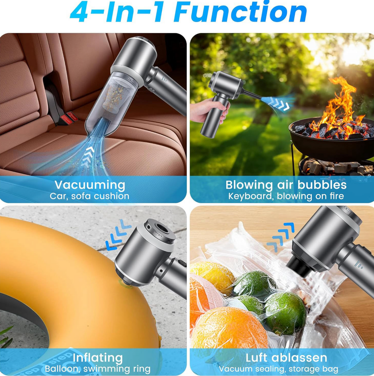 4-in-1 Cordless Mini Car Vacuum Cleaner